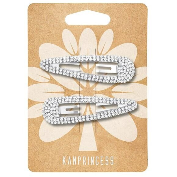 Rhinestone Hair Clips Silver Snap Barrettes for Women Wedding Party Prom - Picture 1 of 7